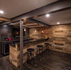 Unfinished Basements, Rustic Basement Bar, Building A Basement, Rustic Basement, Basement Finishing, Bar Plans, Modern Basement, Basement Bar Designs, Man Cave Basement