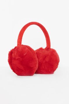 These synthetic earmuffs feature an adjustable headband and will keep your ears cozy and warm in the winter with their faux fur texture. These deadstock earmuffs are part of our Objet Trouvé Marketplace collection and are not made by Los Angeles Apparel. | Objet Trouvé/Deadstock Earmuffs for Women in Red Red Earmuffs, White Thigh High Socks, Women In Red, King Horse, Los Angeles Apparel, Orange Copper, Fur Texture, Luxury Hats, Red Slippers