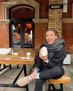 @aimee_cringle is enjoying a croissant on a cold winters day