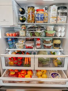 an open refrigerator filled with lots of food