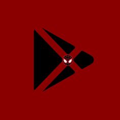 a red and black triangle with a spiderman face on it's center point