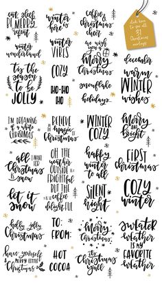 the christmas bundle includes handwritten lettering, tags and other holiday decorationating items to make it