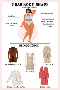 Best Jacket Styles for the Pear Shape Pear Body Shape Hijabi Outfits, Pear Body Shape Jacket, Outfits For Curves Body Types, Tops For Pear Shaped Women, Pear Outfits, Indian College Outfits