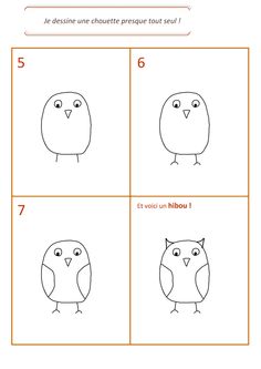 the instructions for how to draw an owl in four different ways, including one with eyes and