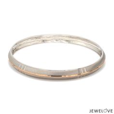 Platinum Kada, Bangles & Bracelets by Jewelove  Men of Platinum Crafted in combination of Platinum & Rose Gold. The Kada is made in 95% Platinum & 18K Gold and hallmarked with Pt 950 for platinum purity. PGI code 23PTMBK01.  Metal : Platinum & 18K Gold  Platinum Purity : 95% Gold Purity : 18K (750) Purity Mark : Pt 950 & 18K Width : 7.5mm Thickness : 2.25mm Estimated Weight : 26.26 grams (Pt 22.80 g + Au 3.88 g)  Certificate of Authenticity : Platinum Guild International (http://www.preciousplatinum.in/) White Gold Kada For Men, Gold Kada For Men, Rose Gold Kada, Kada Bangles, Jewellery Making Tools, Mens Diamond Bracelet, Diamond Bracelet Design, Platinum Rose Gold, Gold Bangles Design