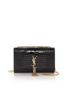 Saint Laurent - Kate Medium Croc Embossed Leather Shoulder Bag Ysl Kate Bag, Ysl Wallet On Chain, Luxury Goals, Ysl Wallet, Crocodile Bags, Work Style