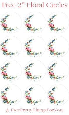 free 2 floral circles with pink and blue flowers