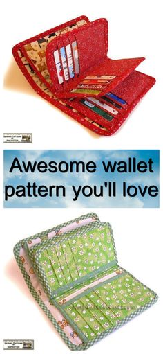 two wallets with different patterns on them and the words awesome wallet pattern you'll love