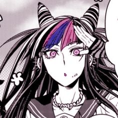 an anime character with horns on her head