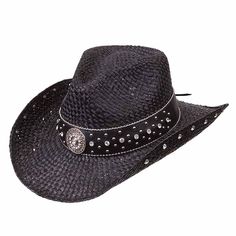 Rhinestone Studded Black Cowboy Hat for Small Heads - Karen Keith Hats Black Country Straw Hat For Western-themed Events, Black Country Style Straw Hat For Western-themed Events, Black Western Straw Hat With Short Brim, Western Black Straw Hat With Flat Brim, Black Western Style Straw Hat With Short Brim, Black Brimmed Straw Hat For Country Events, Black Country Style Straw Hat For Rodeo, Black Country Style Straw Hat With Flat Brim, Country Style Black Straw Hat With Short Brim