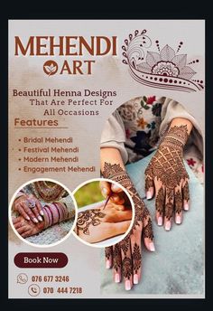 an advertisement for mehndi art