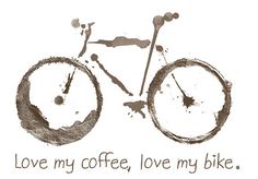 a drawing of a bicycle with the words love my coffee, love my bike