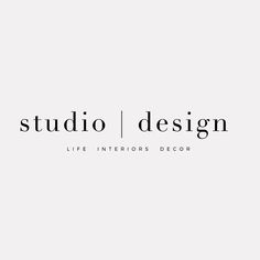 the logo for studio design, a new interior decor company that is currently in development