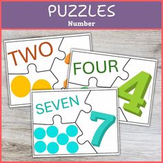 three puzzles with the numbers four and seven on them