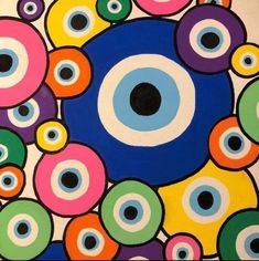 an abstract painting with lots of different colored circles