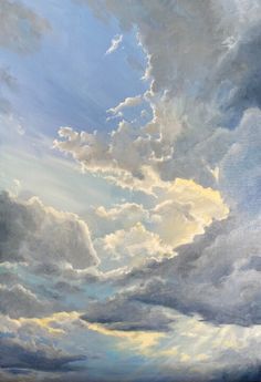 an oil painting of clouds in the sky