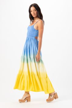 With its floor-grazing length, the Avisa Maxi Dress exudes bohemian elegance, making it perfect for everything from beach weddings to summer soirées. Whether you're dancing under the stars or strolling along the shore, this dress is sure to make you feel like a goddess. Details: 100% Rayon Hand Wash in Cold Water and Lay Flat to Dry Features: Unlined, Smocked Bodice, Self-tie spaghetti strap closure, Tassel tie detail on straps, Open back detail for an adjustable fit, Tiered Maxi Skirt. Measurem Breezy Long Dress For Beach Cover-up, Spring Sundress For Beach Wedding, Beach Season Maxi Dress For Summer Parties, Beachy Fitted Maxi Dress, Summer Dresses With Smocked Back For Beach Cover-up, Spring Maxi Dress For Beach Wedding, Maxi Dress For Summer Parties And Beach Season, Maxi Dress For Summer Beach Parties, Breezy Maxi Dress For Beach Party In Spring