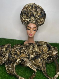 This beautiful hats is made from Premium 3D Sego Gele. :Suitable for all head type and is one size fits all. : it also Suitable for all  season because of comfort it gives.  :it is Great for Wedding parties, church, thanksgiving, brides, bride's mother, wedding Anniversary, Christmas party, child's dedication, birthday parties and other special occasions ; Pre-styled  Auto Gele Headscarf  Ready to wear with ipele/shoulder piece  ;it can be pre-order in any color and style. Send a DM and you'll b Gold Turban Headband For Party, Gold Turban Style Headband For Party, Elegant Gold Cap Costume Headpiece, Elegant Gold Cap Costume Hat, Gold Headwrap Headband For Party, Yellow Adjustable Party Turban, Adjustable Gold Costume Hats And Headpieces For Celebration, Gold Cap Hat One Size Fits Most, Gold Adjustable Costume Hats For Celebrations