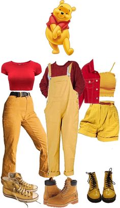 winnie the pooh costume with overalls and shoes