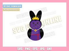 a purple bunny with a crown on it's head and the words svg files