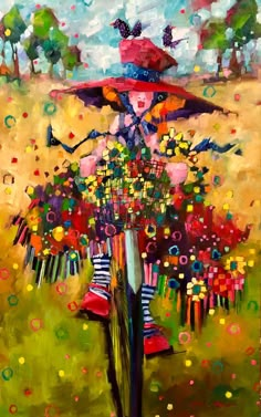 a painting of a woman with an umbrella