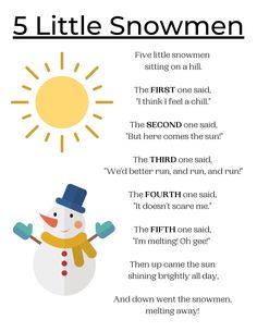 the five little snowmen poem