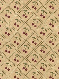 an old fashioned wallpaper with cherries on it