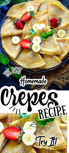 homemade crepes with fresh fruit on top