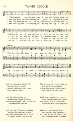 an old sheet music page with words from the song yankee doodle, written in black and