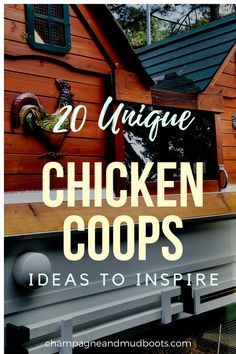 chicken coops with text overlay that reads 20 unique chicken coops ideas to inspire