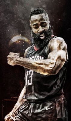 a man with a beard is playing basketball