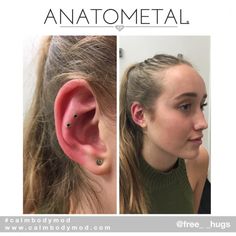 an image of a woman with ear piercings on her ears and the caption anatometal