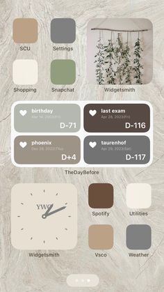 Spring, aesthetic, Homescreen idea, brown, beige, green, grey Phone Homescreen Layout, Aesthetic Outfit Ideas Winter, Menu Iphone, Selena Gomez Aesthetic, Madeline Cline, Ipad Lockscreen, Outfit Ideas Winter, Dream Ideas, Iphone Macbook