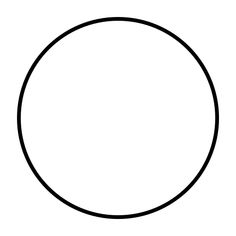 a black and white drawing of a circle with one end facing the other direction, on a plain background