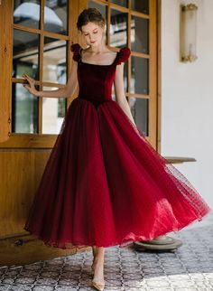 Prom Dress Cute, Tea Length Prom Dress, Tulle Party Dress, Red Homecoming Dresses, A Line Shorts, Short Prom Dress, فستان سهرة, Vestidos Vintage, Short Prom