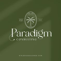 the logo for paradign consulting, which is located in front of a green background