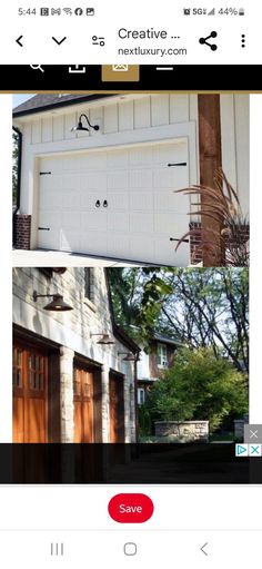 an image of a garage door with the words save on it and two pictures of doors