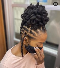 Dready Locks Styles, Artificial Dreads Faux Locs, Artificial Dreadlocks Hairstyles Black, Loc Updo Styles Short For Wedding, Female Dread Hairstyles, Artificial Locks Hairstyles, Artificial Locs Styles, Artificial Dreadlocks Hairstyles, Dreadlock Updo Hairstyles