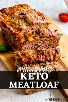 two slices of meatloaf sitting on top of a cutting board