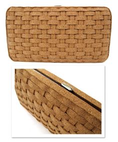 the bottom and side view of a woven purse