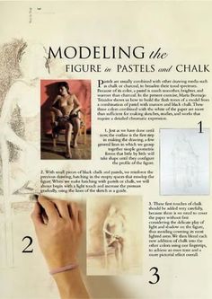 an advertisement for modeling the figure in pastels and chalk, with instructions on how to draw