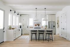 the kitchen is clean and ready to be used as a dining room or family room