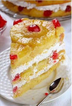 a collage of pictures showing different types of cakes and pies with cherries on them