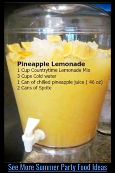 pineapple lemonade in a blender with instructions for how to make the drink