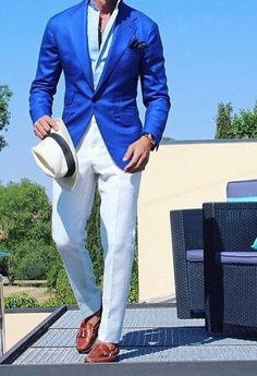 Royal Blue Men Outfit, Mens Suits Green, Royal Blue Coat, Prom Jacket, Gentlemen Fashion, Men Prom, Beach Wedding Suits, Male Suit, Royal Blue Blazers