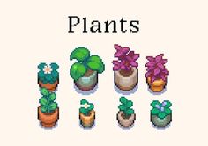 pixelated plants with the words plants in front of them and an image of potted plants