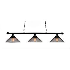 three light kitchen island fixture with mesh shades