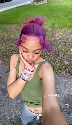 Hair Dye Ideas Whole Head, Colored Skunk Stripe Hair, Teal Curly Hair, Purple Hair Natural, Hair Dye Ideas For Black Women, Dyed Natural Hair For Black Women, Hair Dye Ideas For Black Hair, Curly Dyed Hair Natural Curls, Dyed Curly Hair Ideas