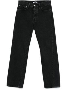 black cotton washed denim seam detailing button fly fastening belt loops classic five pockets logo patch to the rear straight leg Mens Bottoms Pants, Black Mens Pants, Mens Black Jeans, Black Jeans Men, Black Pants Men, Sweatpants Shorts, Washed Denim, T-shirt Polos, Jeans Black