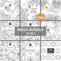 the mega bundle includes flowers and wreaths